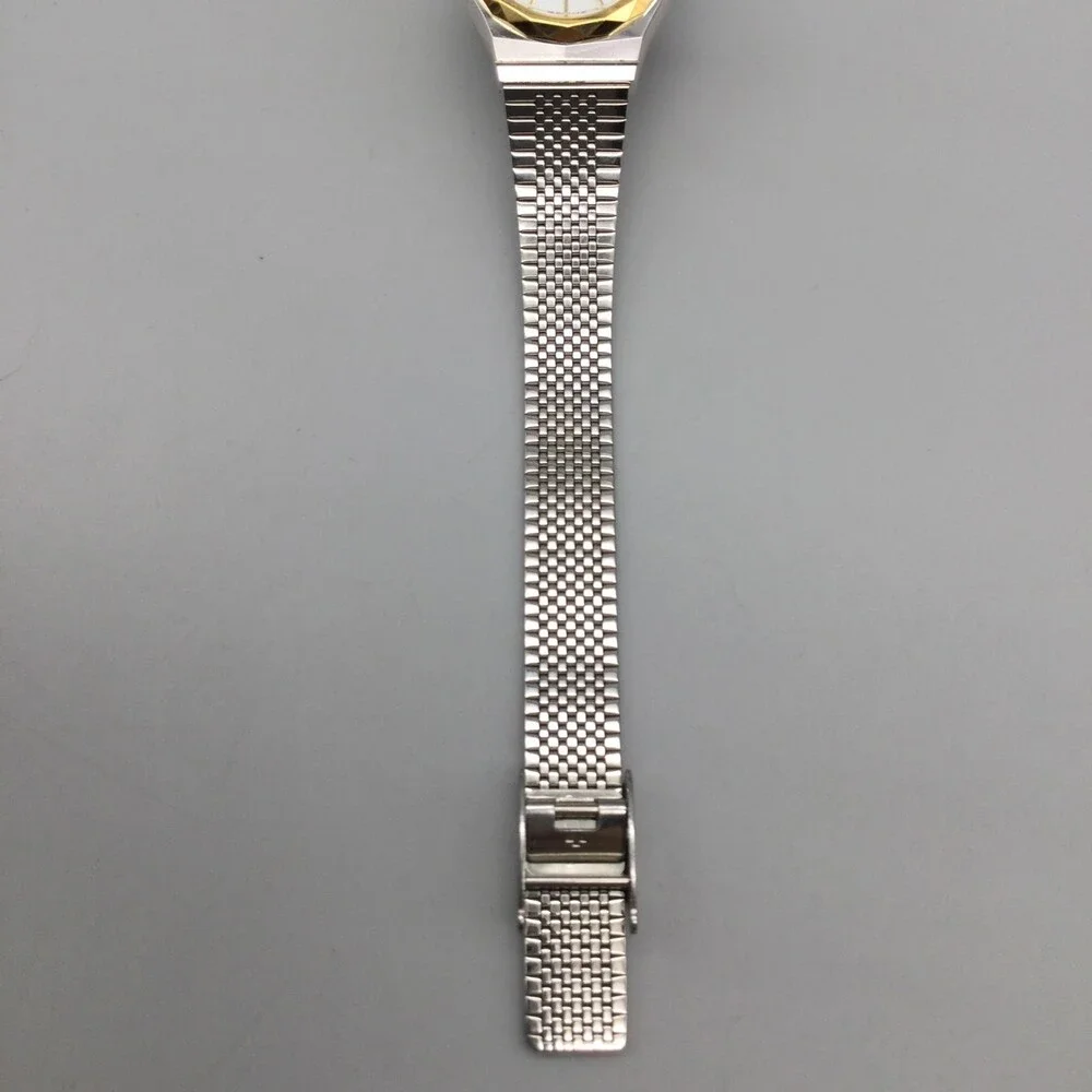 Ajawra Womens Watch 23mm White Dial Two Tone Bracelet Swiss New Battery
